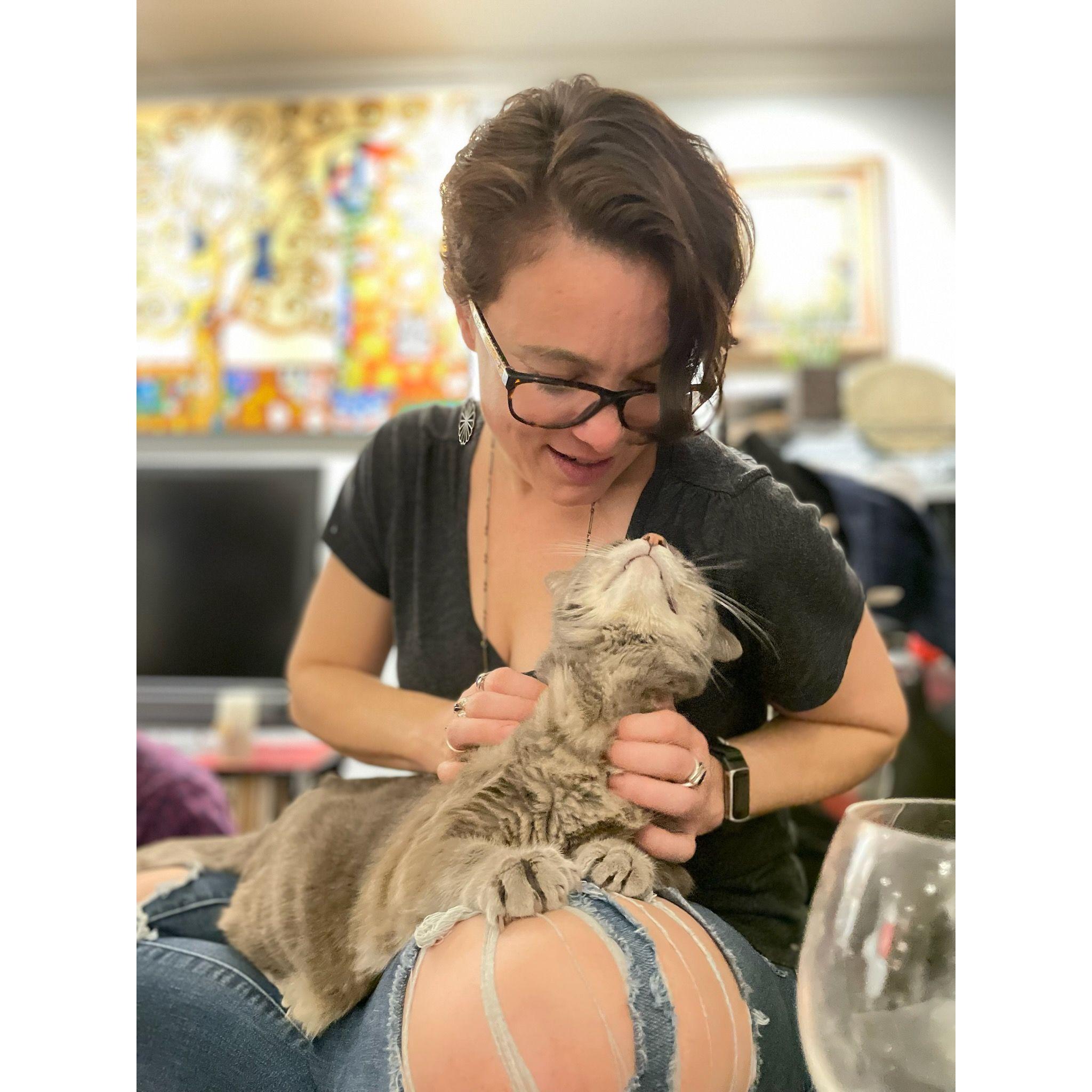 Erin with Gin, her beloved grumpy old man.