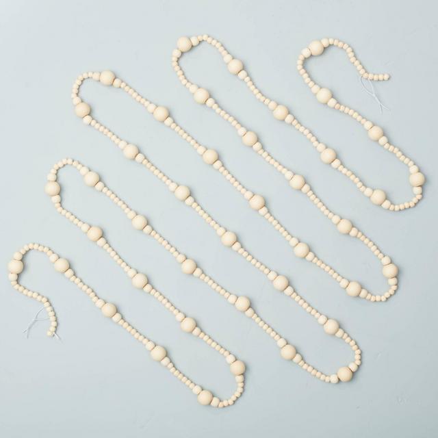 12' Natural Wood Beaded Garland Beige - Hearth & Hand™ with Magnolia