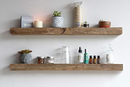 Reclaimed Barnwood Floating Shelves - Set of 2 - Amish Made in Lancaster County, PA (Natural, 36"x 4.5"x 2")