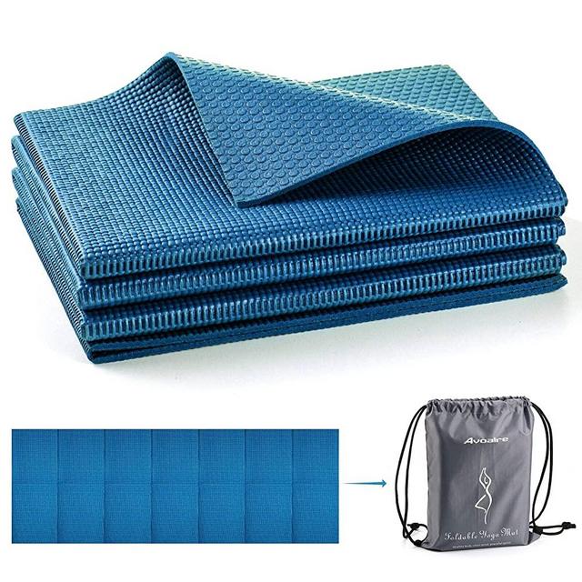 Avoalre Yoga Mat Foldable Non Slip 66''L x 24''W x 1/5 Inch Thick Portable Eco Friendly Anti-Tear Fitness Exercise Mat Travel Outdoor Yoga Mat with Carry Bag for Yoga, Pilates Gym and Floor Workouts