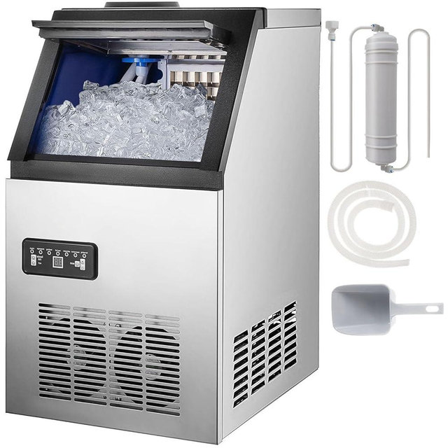 Leomru Commercial Ice Maker Machine, 150lbs/24H Ice Maker Machine with 33LBS Storage Bin, Stainless Steel Freestanding Ice Machine, Tap Water & Top Loading Under Counter ice Machine for Restaurant