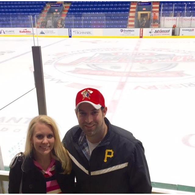 At a hockey game in Johnstown, PA where we met Jeremy Roenick!