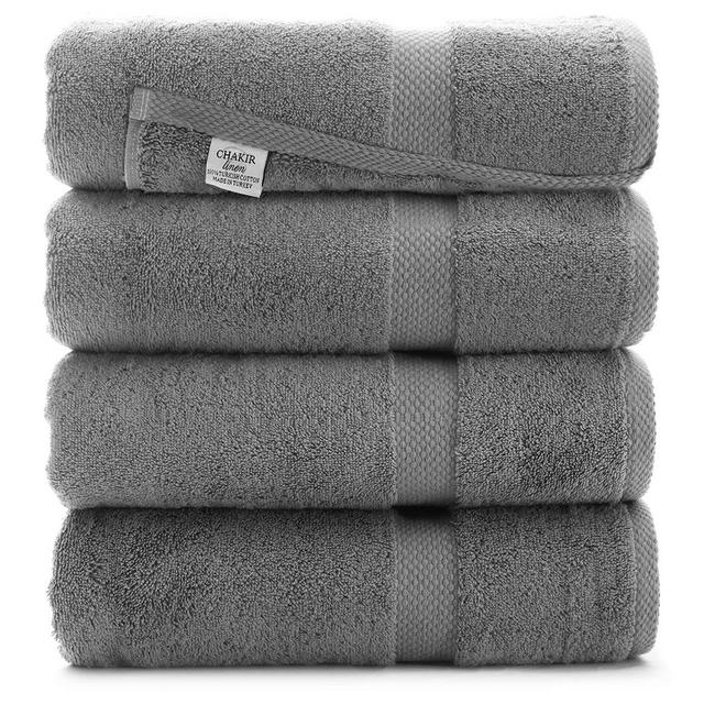 Chakir Turkish Linens - Luxury Premium Turkish Ring-Spun Cotton 4-Piece Bath Towels (Gray)