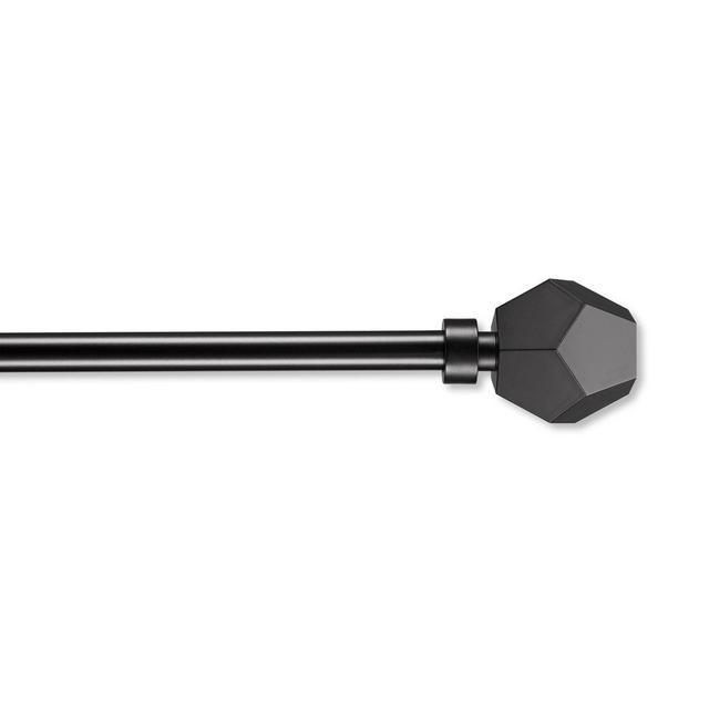Cambria® Classic Geo 36 to 72-Inch Single Curtain Rod Set in Satin Black