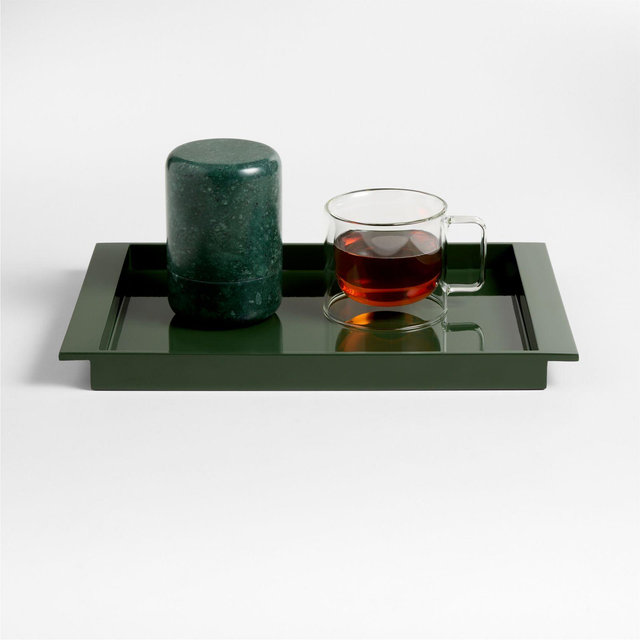 Luzern Large Rectangle Green Lacquer Decorative Tray