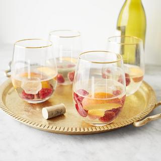 Personalized Gold Rim Stemless Wine Glass, Set of 4