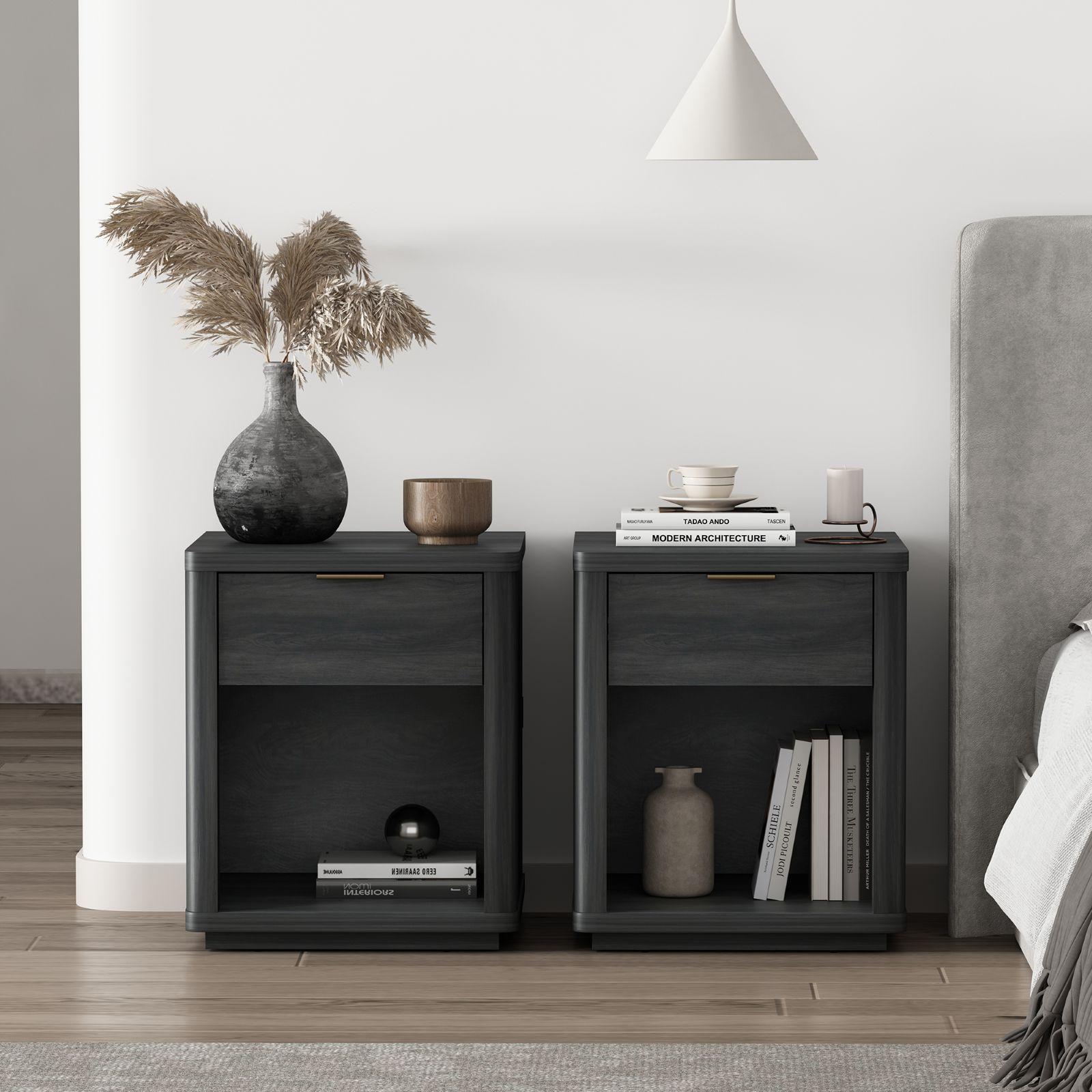 Manhattan Comfort, Evelyn 1-Drawer Nightstand, Set of 2 | Zola