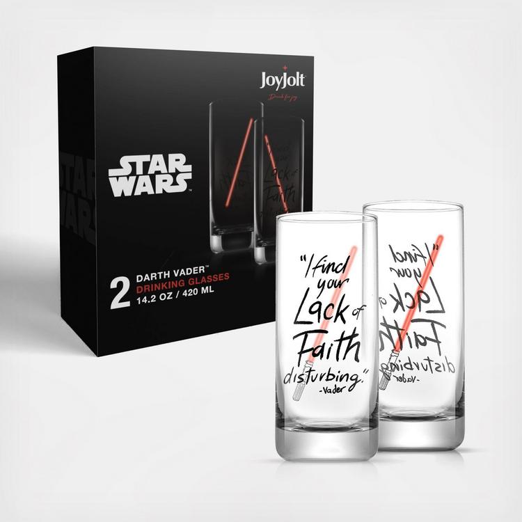 JoyJolt Star Wars Tie Fighter Double Wall Glass Mugs - Set of 2 - 2 oz.