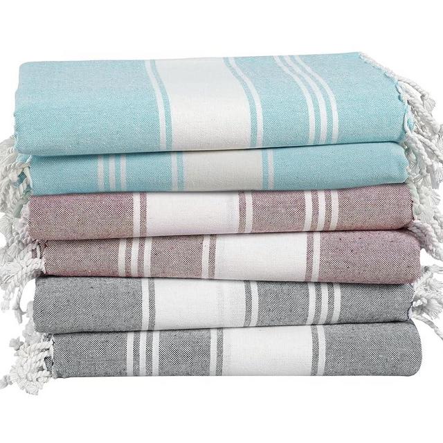 LANE LINEN Pool Towels, Turkish Beach Towels Oversized Set of 6, Pre-Washed, No Shrink, Quick Dry Travel Towel, Beach Towel for Women, Absorbent & Sand Free Towel, 39"x71" - Summer Color