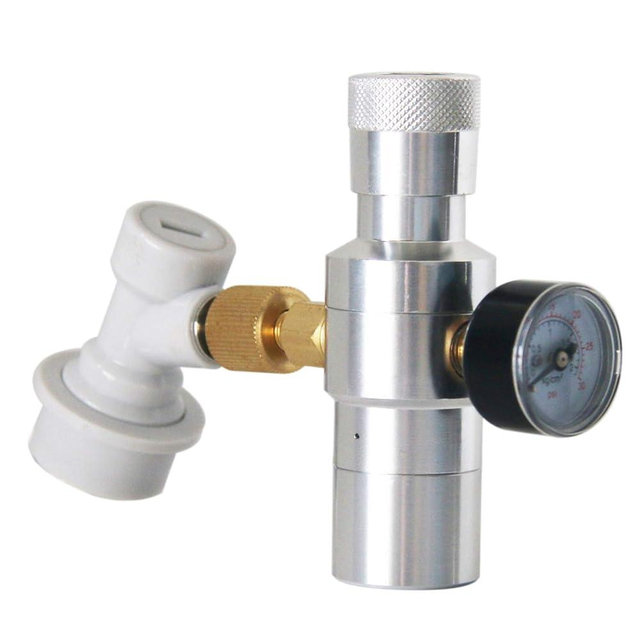Beer Keg Charger CO2 Dispenser - Includes Keg Regulator 0-30 PSI, 3/8" Thread Adapter, Gas Ball Lock Quick Disconnect for Homebrewing