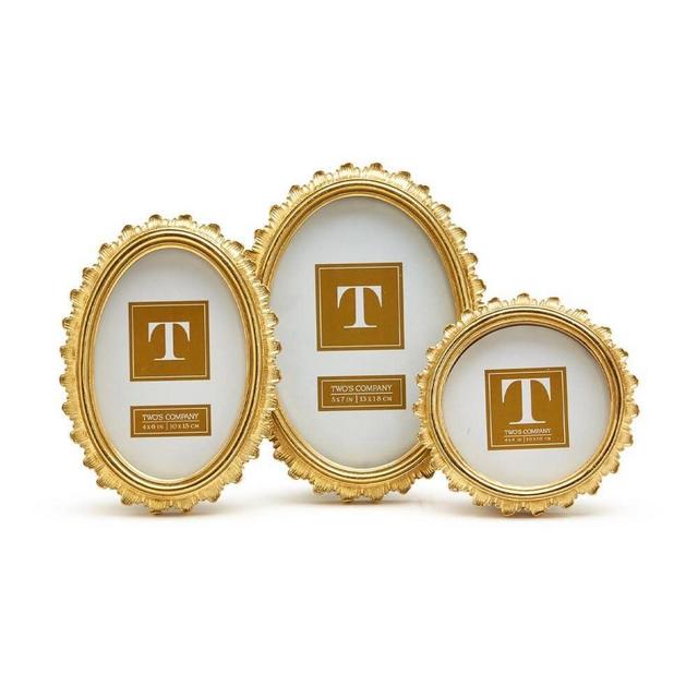 Two's Company Gold Falcate Photo Frame - 3 Sizes Vintage Gold Frame - Gold Ornate Frame Set of 3
