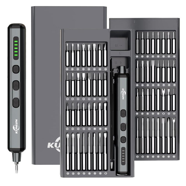 KUNLUN 68-in-1 Mini Electric Screwdriver Set, Small Electric Screwdriver Cordless with 64 Magnetic Bits, 5 Torque Settings, 4 LED Lights Power Screwdriver Repair Tool Kit for Phone Camera Laptop Watch