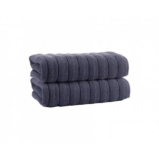 2pc Vague Turkish Cotton Bath Sheet Set Black - Enchante Home