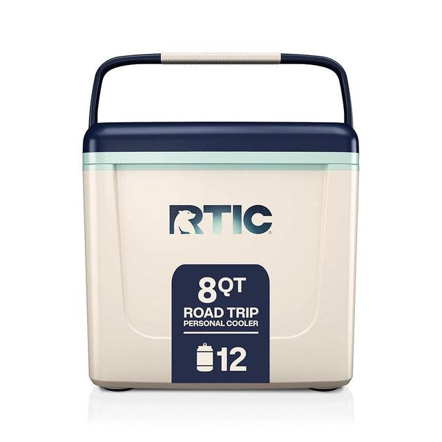 RTIC 8 QT Road Trip Personal Cooler, Small, Compact, Insulated, Portable Ice Chest Box for Food, Drink, Beverage, Beach, Camping, Picnic, Fishing, Boat, 12-Can Capacity
