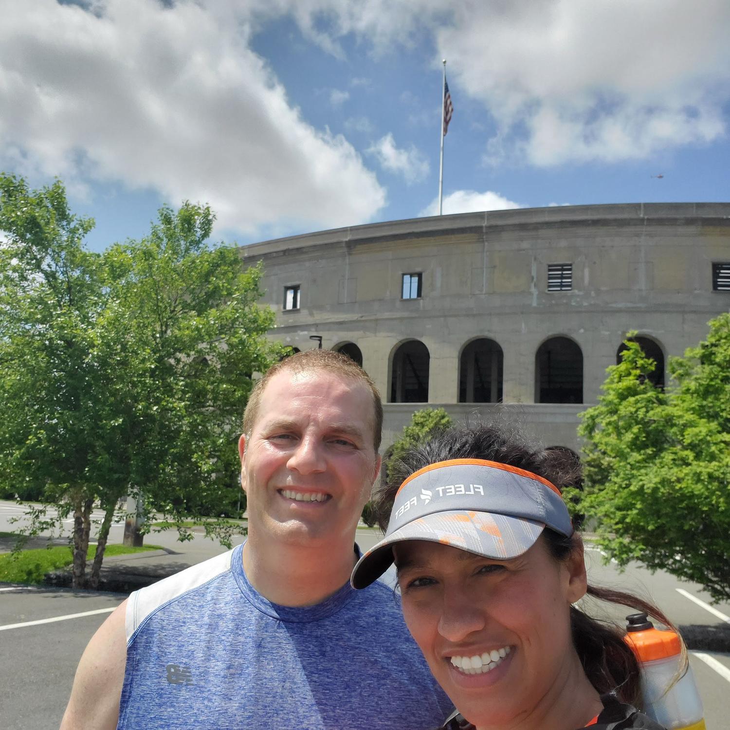 Running the steps at Harvard Stadium