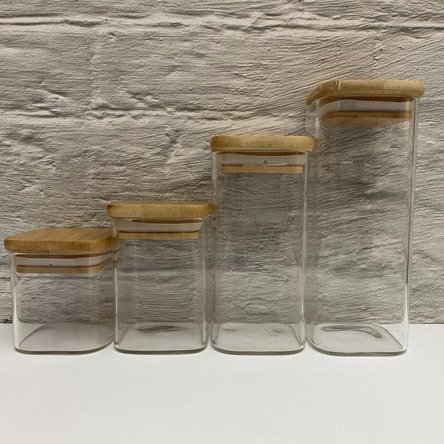 Bamboo Lid Glass Storage Jars for Pantry