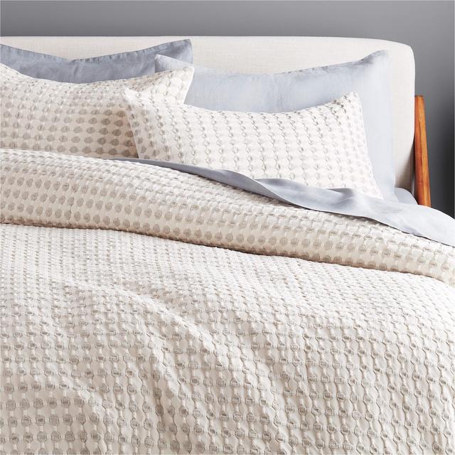 Estela Grey and White Organic Cotton Duvet Cover Full/Queen