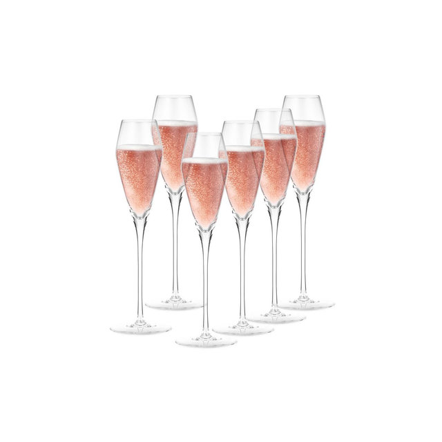 Berkware Elegant Tulip Shaped Long Stem Crystal Champagne Flutes - 7.7 oz