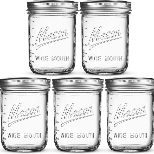 SEWANTA Wide Mouth Mason Jars 16 oz [18 Pack] With mason jar lids and Bands, mason jars 16 oz - For Canning, Fermenting, Pickling - Jar Décor - Microwave/Freeze/Dishwasher Safe.