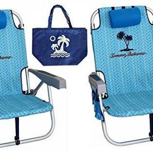 2 Tommy Bahama Backpack Beach Chairs/ Light Blue + 1 Medium Tote Bag