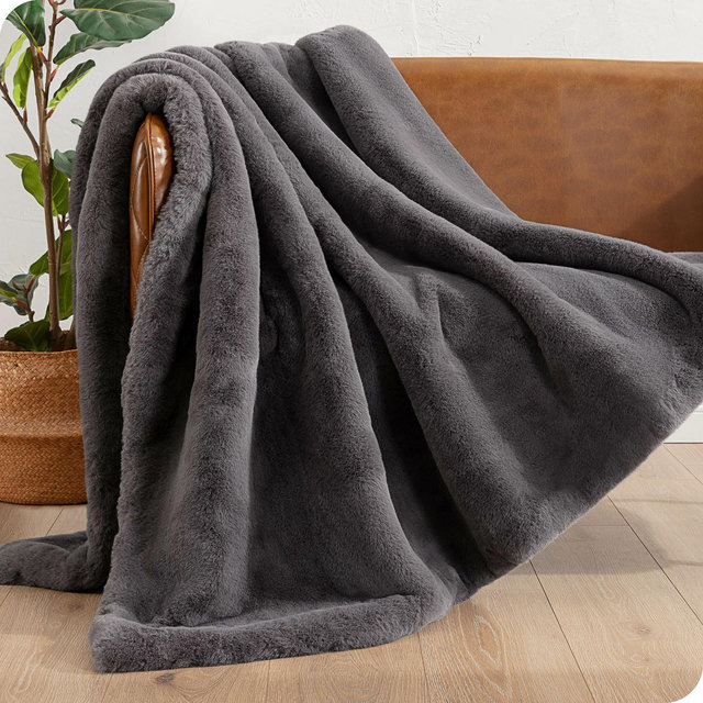 Bare Home Faux Fur Throw Blanket