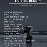 Please see note for suggestions of historical/fun/relaxing places to visit in the Eastern Region.