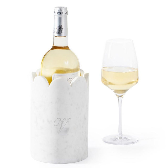 Engraved Scalloped Marble Wine Chiller