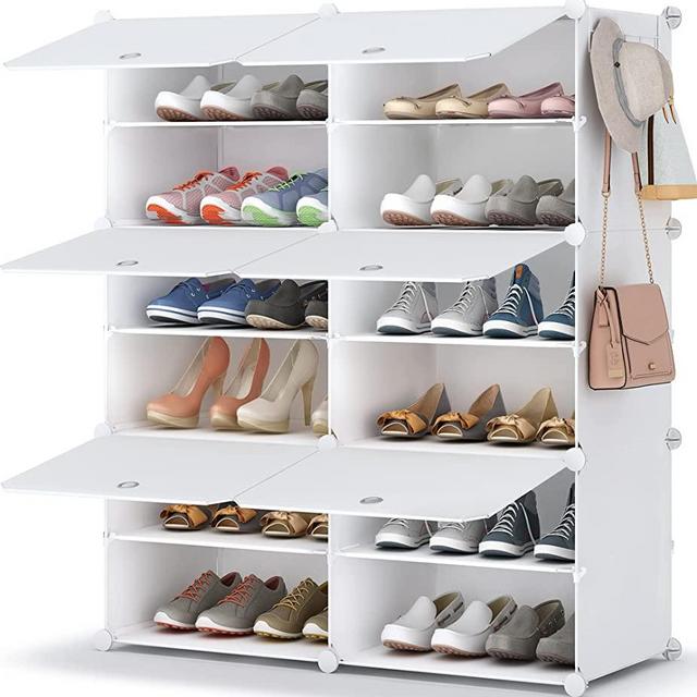 Shoe Rack, 6 Tier Shoe Storage Cabinet 24 Pair Plastic Shoe Shelves Organizer for Closet Hallway Bedroom Entryway