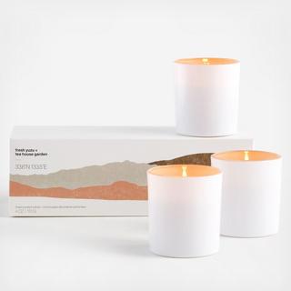 Fresh Yuzu and Teahouse Garden Scented Votive Candle, Set of 3