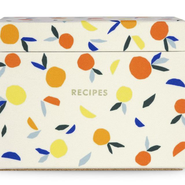 Kate Spade New York Recipe Box with 40 Double Sided Recipe Cards, Citrus Twist