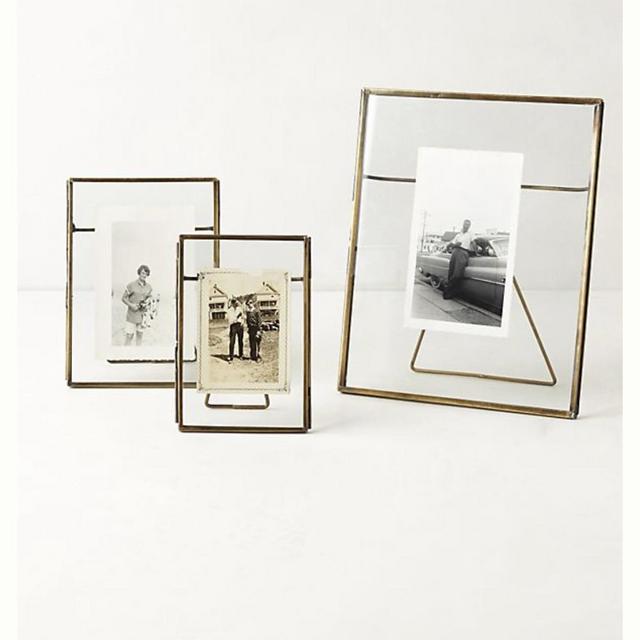 Pressed Glass 5x7 Photo Frame - Brass