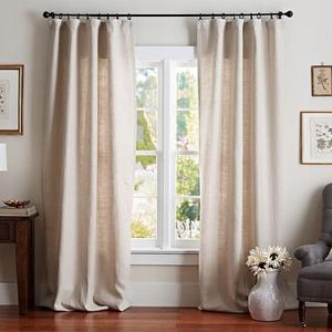 Natural Belgian Flax Linen Drape - 50" x 84" - Blackout Lining