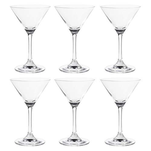 Martini Glasses - 6-Set Clear Classic 5-Ounce Cocktail Glasses, Inverted Cone Shaped Stemware, Bar Accessories, Ideal Gifts for Housewarming, Wedding, Birthday Celebrations