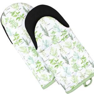 Herb Oven Mitts Neoprene Non-Slip Grips and Hanging Loops