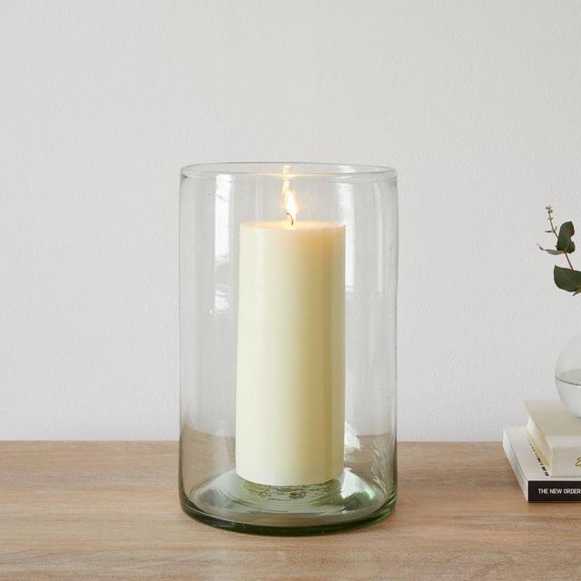 Pure Recycled Glass Hurricane, Wide Cylinder, Large