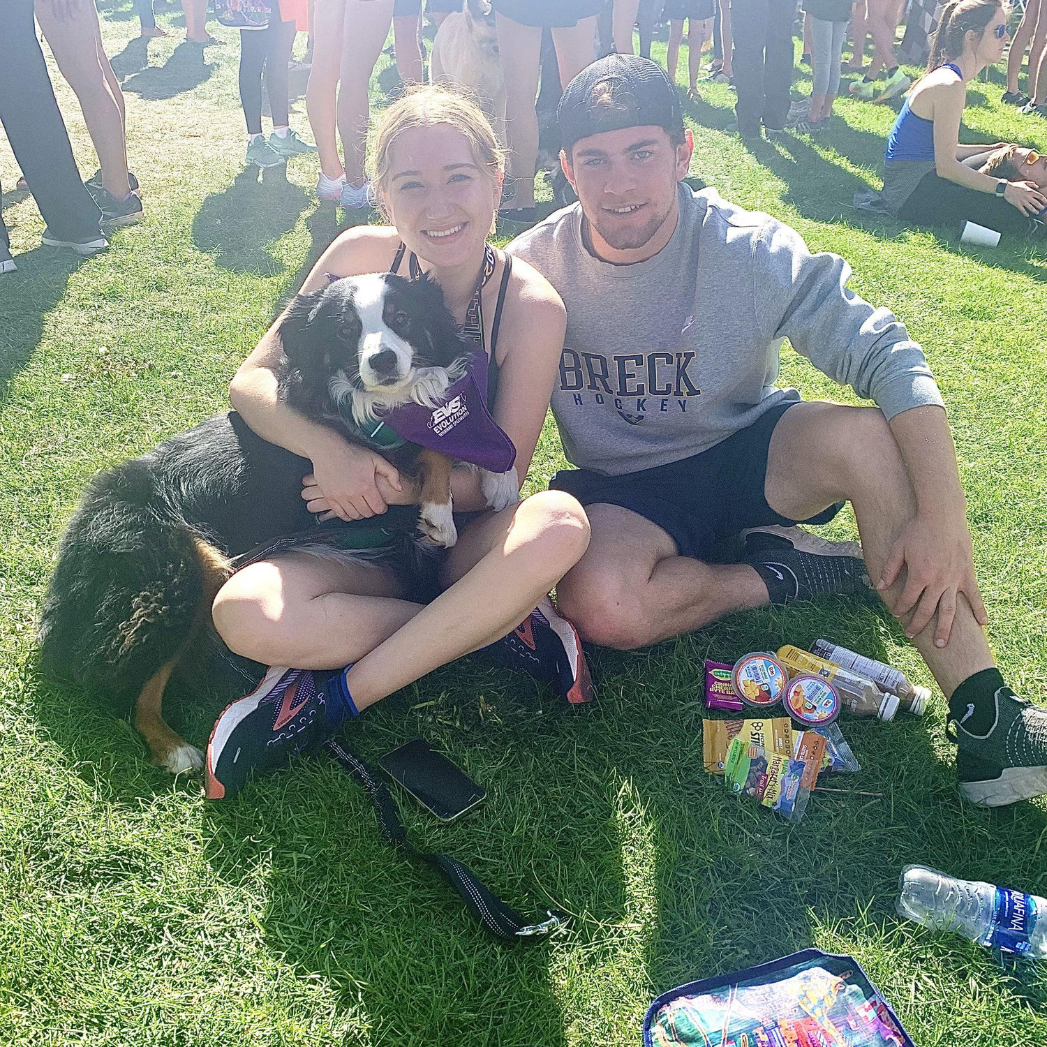 Cade supporting Rachel at her half marathon