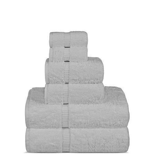 Chakir Turkish Linens Luxury Spa and Hotel Quality Premium Turkish Cotton 6-Piece Towel Set (2 x Bath Towels, 2 x Hand Towels, 2 x Washcloths, White)