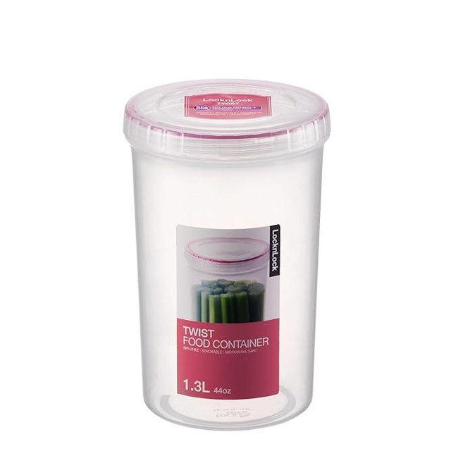 LOCK & LOCK Easy Essentials Twist Food Storage lids/Airtight containers, BPA Free, Tall-44 oz-for Pasta, Clear