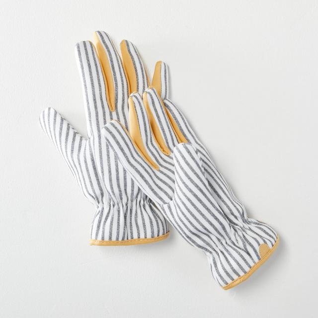 Multi Stripe Gardening Work Gloves Gray/White/Gold - Hearth & Hand™ with Magnolia