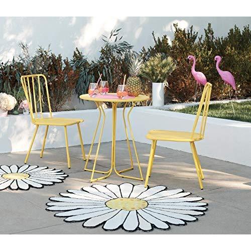 Novogratz 87815YLW1E 3 Piece Poolside Heidi Outdoor Bistro Set, Yellow