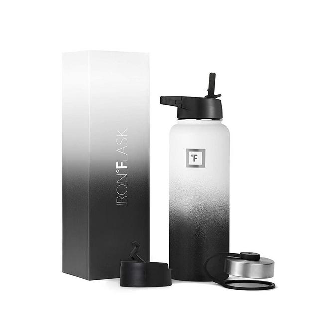 Iron Flask Sports Water Bottle - 14oz,18oz,22oz,32oz,40oz,64oz,3 Lids (Straw Lid),Vacuum Insulated Stainless Steel, Modern Double Walled, Simple Thermo Mug, Hydro Metal Canteen