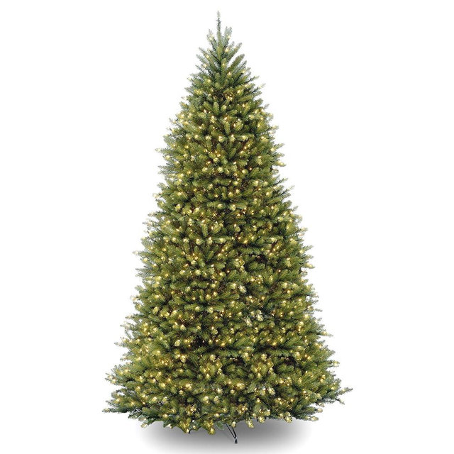 National Tree Company Pre-Lit Artificial Full Christmas Tree, Green, Dunhill Fir, Dual Color LED Lights, Includes PowerConnect and Stand, 10 Feet