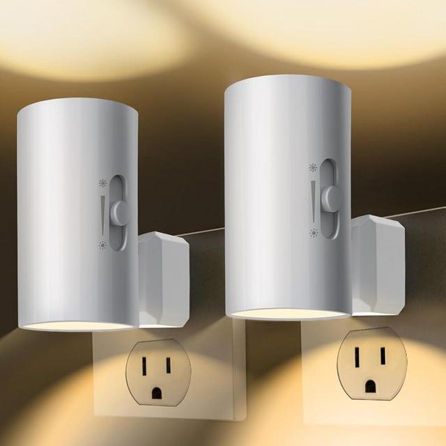 Night Light, Led Night Lights Plug into Wall, Sensor Dusk To Dawn, 0-100 LM Dimmable Night Lights, 3000K Soft White, Modern Night Lights for Bathroom Bedroom Kitchen Toilet Hallway Stairway, 2 Pack