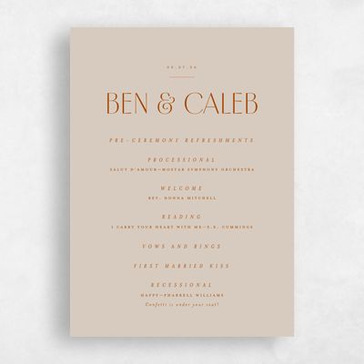 Canvas Tan, Brown Wedding Program - Mendoza