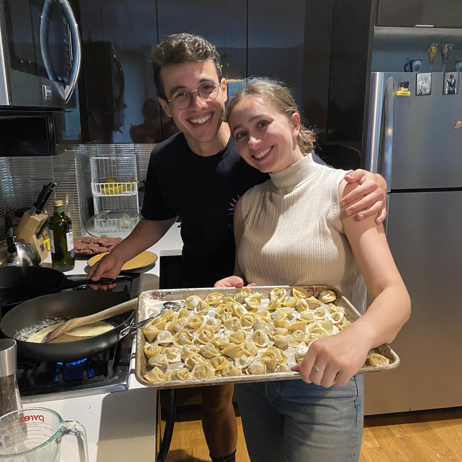 Pasta making with friends in our first NYC apartment. There was actually space to have people over in this one.