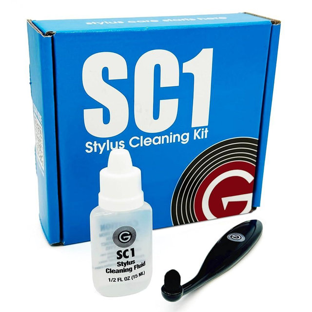 GrooveWasher SC1 Stylus Cleaning Kit to Clean LP Record Player Cartridge Needle – Anti-static Easy-Grip Brush + Stylus Cleaning Solution