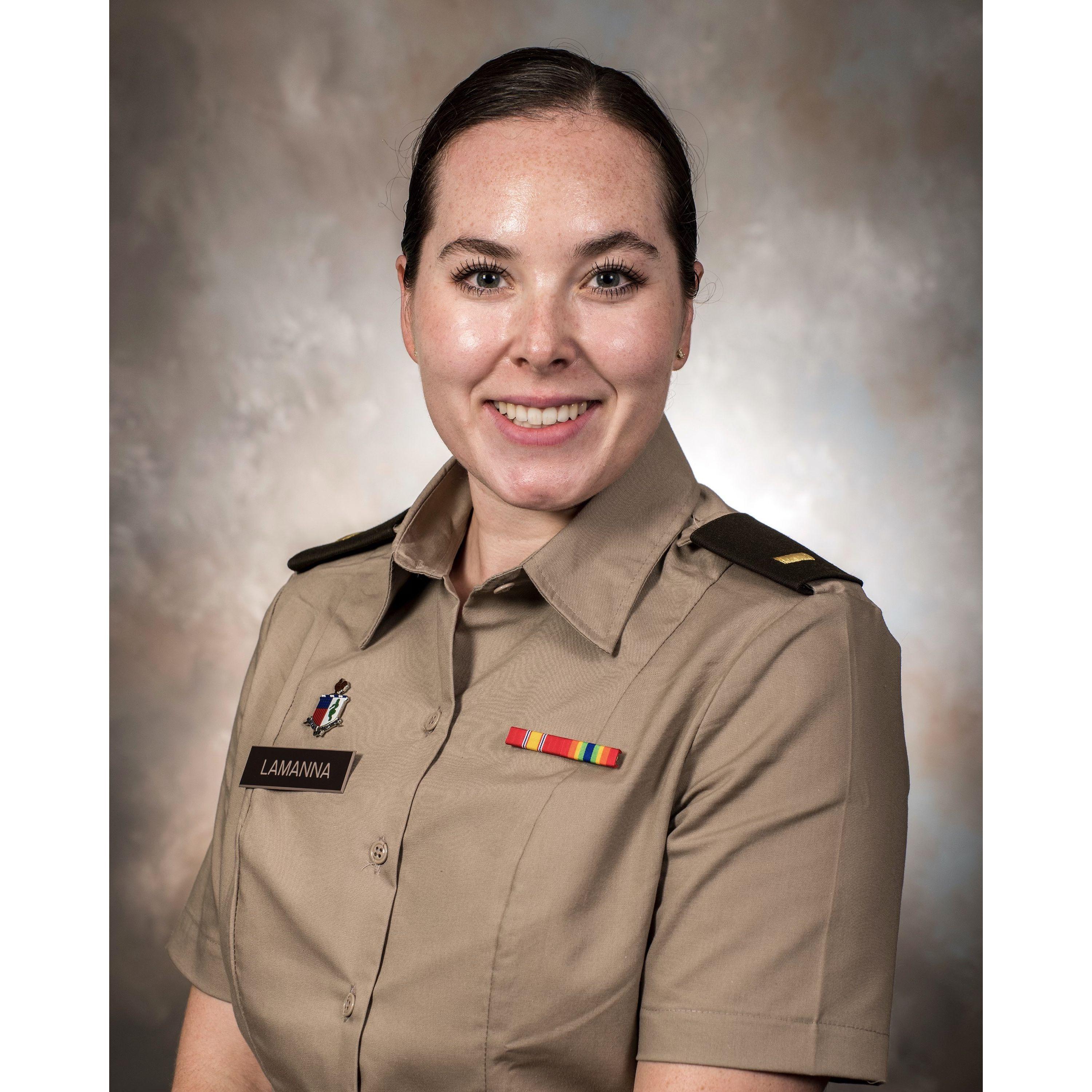 Second Lieutenant Olivia Lamanna, U.S. Army, working towards her M.D. at the Uniformed Services University of the Health Sciences. Class of 2026
