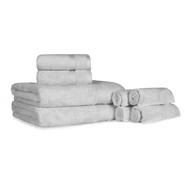 Premium Cotton Absorbent Luxury Weight 8 Piece Towel Set, Silver - Blue Nile Mills