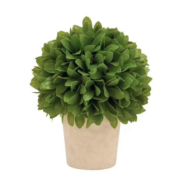 Ridge Road Décor 10-Inch Lifelike Cabbage Leaf Ball in Stone Textured Paper Pot