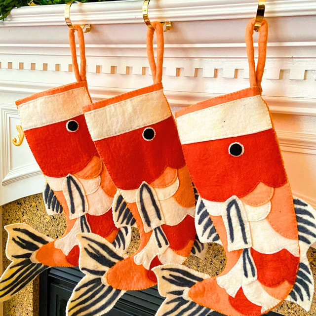 Felt Koi Fish Stocking Made from 100% Nepalese Wool - Fair Trade + Eco Friendly!